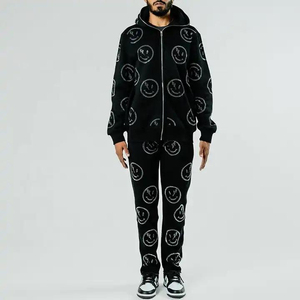 Wholesale <b>Spring</b> Autumn Men's Rhinestone Hoodie Tracksuit Sets Casual Loose Sports Jogger Streetwear Sets for Online <b>Sale</b> - Product Image 6