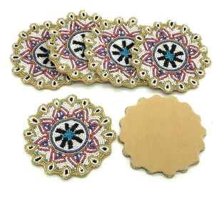 Juego de alfombrillas de mesa con cuentas de oro plateado de 14 pulgadas hechas a mano, patrón ovalado 3D en pizarra, almohadillas de mesa de secado de vidrio, materiales artesanales elegantes - Product Image 6