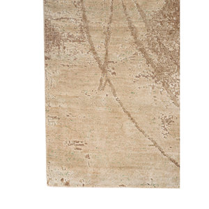 พรมขนสัตว์ผสมไหมถักมือสีเบจน้ำตาลลายเอนโทรปี สำหรับห้องนั่งเล่น พรมปูพื้นรูปทรงสี่เหลี่ยมผืนผ้าสำหรับบ้านและทางเดิน - Product Image 4