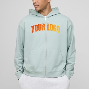 Vente en gros Boxy 100% coton French Terry Streetwear Pullover Hoodies pour hommes Heavyweight Oversized Zip-Up Men's Hoodie - Product Image 1