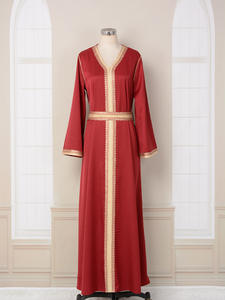 Jolie robe abaya à manches longues respirante à fleurs pour petites filles, vêtements islamiques modestes en polyester pour l'été - Product Image 5