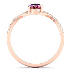 Vente directe d'usine REYES, bague en or massif 14 carats avec rubis ovale de 0,75 carat, bijoux pour femmes, moissanites rondes - Product Image 4