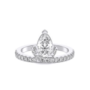 1.40กะรัต F-G/VS Lab Grown (Centre 1.00CT) Pear & รอบตัดเพชรแหวนหมั้นทำในทองคำขาวสำหรับเธอ - Product Image 1