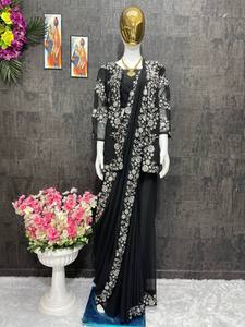 ALMUERZO NUEVO DESGASTE DE FIESTA VIDYA BALAN SAREES CON TRABAJO DE BORDADO PESADO KOTI - Product Image 5