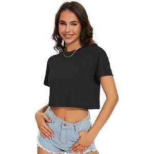 Camiseta de Verano Personalizada OEM para Mujer, Camiseta Vintage a Cuadros, Tops Cortos de Manga Corta, Camisetas Holgadas Informales para Mujer - Product Image 1