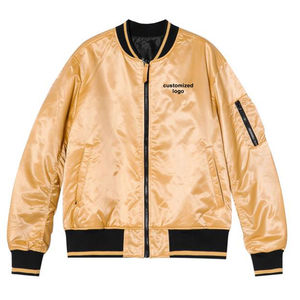 Bombe universitaire personnalisé en soie imperméable coupe-vent brodé veste en satin doré pour hommes vente en gros OEM - Product Image 6