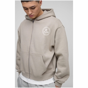 Sweat à capuche en coton biologique 100% pour hommes de haute qualité Streetwear épais et épais surdimensionné à motif solide perlé Style hivernal - Product Image 4