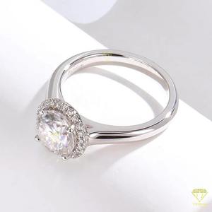 Meilleure qualité laboratoire cultivé bague de fiançailles or jaune rond brillant coupe pierre étincelante pour mariage anniversaire proposition cadeau - Product Image 3