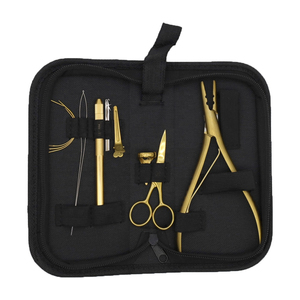 Kit d'outils professionnels d'extension de cheveux et de perles en acier inoxydable avec étui ciseaux pinces aiguilles outils de boucle de crochet - Product Image 5