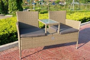 Ensemble de 3 pièces en osier toutes saisons, canapé de Conversation en plein air, Design de luxe, prix d'usine - Product Image 2