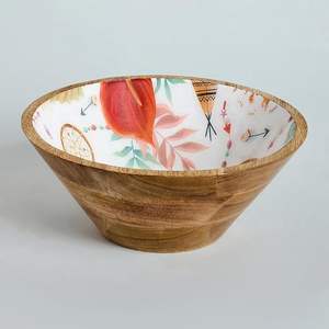 ชามไม้พิมพ์เคลือบชามสลัดผลไม้ทำด้วยมือทำจากไม้ - Product Image 1