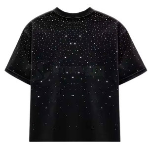 เสื้อยืดลำลองดีไซน์ล่าสุดสำหรับผู้ชาย ประดับด้วยเพชรเทียม ออกแบบโลโก้ของคุณเองได้ เสื้อยืดประดับเพชรเทียมสำหรับผู้ชาย - Product Image 2