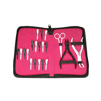 Nouvel ensemble professionnel de pinces à extensions capillaires en acier inoxydable à maintien robuste, avec outil de retrait de perles et étui de luxe - REVAMP