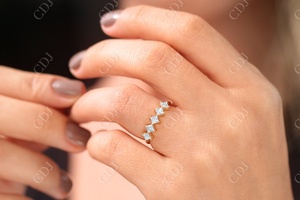 Anillo de oro amarillo de 14 quilates con certificado GIA de diamante Natural de corte princesa, banda de boda elegante de media eternidad y anillo de compromiso para mujer - Product Image 5