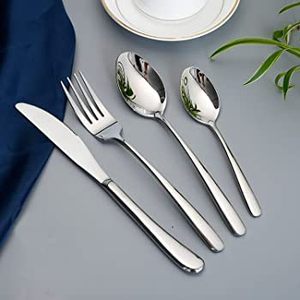 Ensemble de couverts élégant en acier inoxydable avec poignée royale plaquée argent pour les ensembles de couverts de vaisselle de maison et de restaurant - Product Image 1