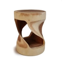 Tabouret torsadé en bois deux tons brut antique de luxe moderne pour patio/table d'appoint mobilier d'extérieur multifonctionnel