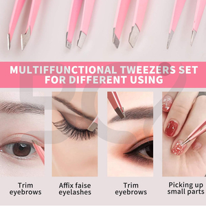 Pince à épiler pour poils incarnés, 4 pièces, en acier inoxydable, à pointe inclinée, durable et facile à nettoyer, couleur rose, nouveau design 2026 - Product Image 6