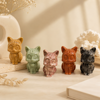 Figurine de chat Luna en cristal, statue de chat sculptée en pierre précieuse naturelle, cadeau mignon pour les amoureux des chats et les collectionneurs