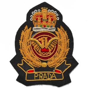 Bullion Wire Hand Embroidered Blazer badge Crest <b>Sew</b> on Custom Embroidered Fabric Logo Badge - Product Image 1