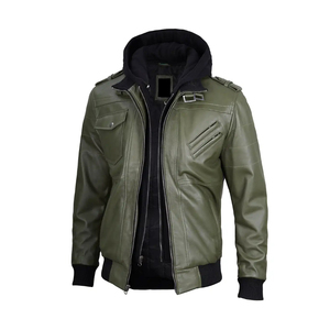 Chaqueta de Cuero Vacuno de Color Sólido para Hombre, Diseño Personalizado, Cuello Alto, Impermeable, Reversible, Estilo Urbano para Invierno, Venta al Por Mayor - Product Image 1