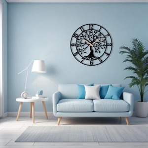 Reloj de pared de metal negro redondo artístico con diseño minimalista elegante Ideal para elegante sala de estar dormitorio cocina u oficina - Product Image 3