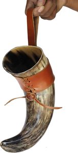 Corne à boire viking médiévale artisanale 100% naturelle, couleur antique, économique, avec support, corne à boire sculptée, offre de vente - Product Image 4