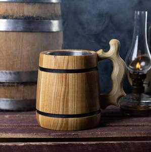 Taza de Cerveza de Madera de Calidad Superior, Ecológica, de Lujo, Brillante y Pulida, con Asa, Tamaño Personalizado, para Café, Jugo, Leche, Vajilla de Cocina - Product Image 1