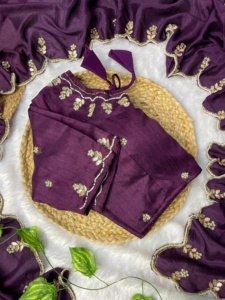 เสื้อผ้าพื้นเมืองมาใหม่เสื้อส่าหรีผ้าไหมแท้ผ้าชินันนุ่มพร้อมด้วย jhand khatli & jardosi แฟชั่นผู้หญิงต้องทำงาน - Product Image 4