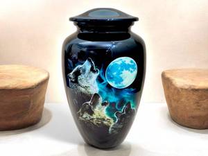 Wolf <b>Urn</b> 3 Wolves Cremation Funeral and Memorial <b>Urn</b> for <b>Pet</b> <b>Ashes</b> Holds up to 200 Lbs Affordable <b>Urn</b> for <b>Ashes</b> - Product Image 4