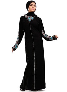 Trabajo de piedra satisfactorio realizado en abaya negra, superventas en Oriente Medio - Product Image 2