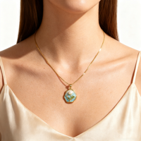 Collier pendentif QIKU tendance style peinture à l'huile en cuivre, mode chinoise, plaqué or 18 carats, motif géométrique fleur de perle