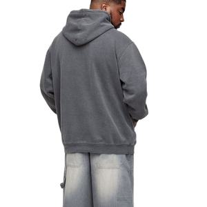 Sweat à capuche surdimensionné en coton 100% délavé à l'acide de haute qualité pour hommes broderie en détresse avec logo personnalisé sweat à capuche - Product Image 2
