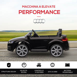 Coche Eléctrico para Niños HOMCOM 3-5 Años AUDI TT con Mando a Distancia, Puertas con Apertura y Faros LED, Negro - Product Image 6