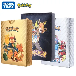 Poke mons Pikachu or argent noir Vmax GX Vstar basique anglais espagnol jeu cartes de Collection enfants anniversaire jouets cadeau