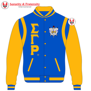 Logotipo personalizado bordado Sigma Gamma béisbol Letterman Bomber chaqueta satén fraternidad griega hermandad apliques función de luz - Product Image 6
