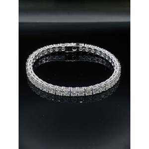 Pulsera de tenis SHREYA DIAM de moissanita de 5 mm con engaste de circonitas, plata 925, regalo de moda para él/ella - Product Image 1