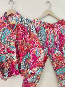 Floral Print 100% Cotton <b>Pajama</b> Set <b>for</b> <b>Women</b> V-Neck Button Fly Long Sleeves 360g Woven Fabric <b>Summer</b> Luxury Sleepwear Gift <b>for</b> - Product Image 3