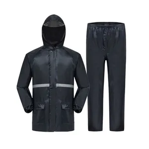 2023 New Custom Logo Unisex Navy Polyester Reflective Raincoat Covers Full Body Rain Suit Set