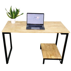 Adjustable Home <b>Office</b> <b>Computer</b> Desk with Wooden Top and Metal Legs - Product Image 1