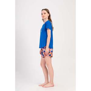 Conjunto de Top y Pantalones Cortos KADIN P.SUPREM O YAKA KISA KOL ETEGI OVAL SORT - GECE MAVISI - GECE MAVISI - Product Image 2