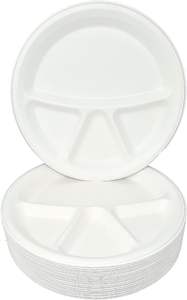 3CP Sugarcane Pulp Bagasse Disposable Meal <b>Tray</b> with Lid for <b>Party</b> Serving Take-Away Hotels Food Trucks Weddings - Product Image 5