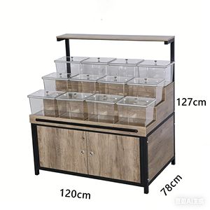 Étalage à collations en bois, présentoir pour aliments en vrac, support pour noix, céréales, bonbons, étagère de supermarché - Product Image 1