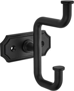 Crochets muraux décoratifs en aluminium durable noir mat pour salle de bain chambre cuisine-peignoir porte-manteau porte-serviettes en bois - Product Image 1