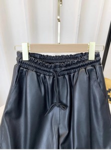 2025 véritable peau de mouton cuir pantalon femmes printemps et automne décontracté ample droit pantalon femme pantalon large jambe pantalon Pantalon - Product Image 5