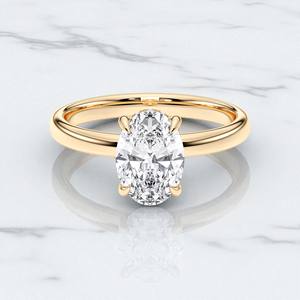 Juego de puntas de diamantes de forma ovalada y redonda de moissanita de 1,66 quilates, anillo de compromiso de solitario hecho en oro sólido para mujer, de quilates, de 2/1/2 ", hecho en oro sólido - Product Image 2