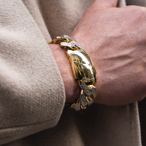 Pulsera cubana Miami de oro rosa de 14K para hombre, joyería de moda con diamantes reales, pulsera de cadena de eslabones cubanos para regalo - Product Image 3