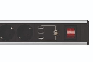 Multipresa in alluminio con cavo e interruttore, 4 prese + 3 porte USB, montaggio orientabile (Simon BM526401) - Product Image 4