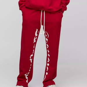 Nouveaux hommes bouffée impression empilés français Terry survêtements deux pièces pantalons évasés sweats à capuche ensembles pull survêtements pour hommes - Product Image 5