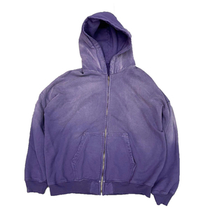 Sudadera con capucha y cremallera completa, estilo vintage, lavado ácido, oversize, para hombre y mujer, estilo streetwear, de tela gruesa. - Product Image 3