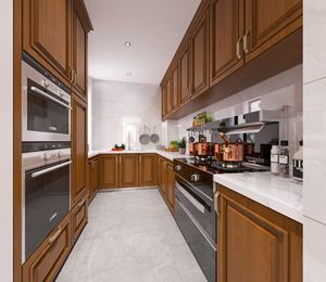 Mueble de Cocina Modular Completo en Forma de U, de Madera Maciza con Acabado Lacado, Estilo Clásico Antiguo para Hotel, con Isla - Product Image 4